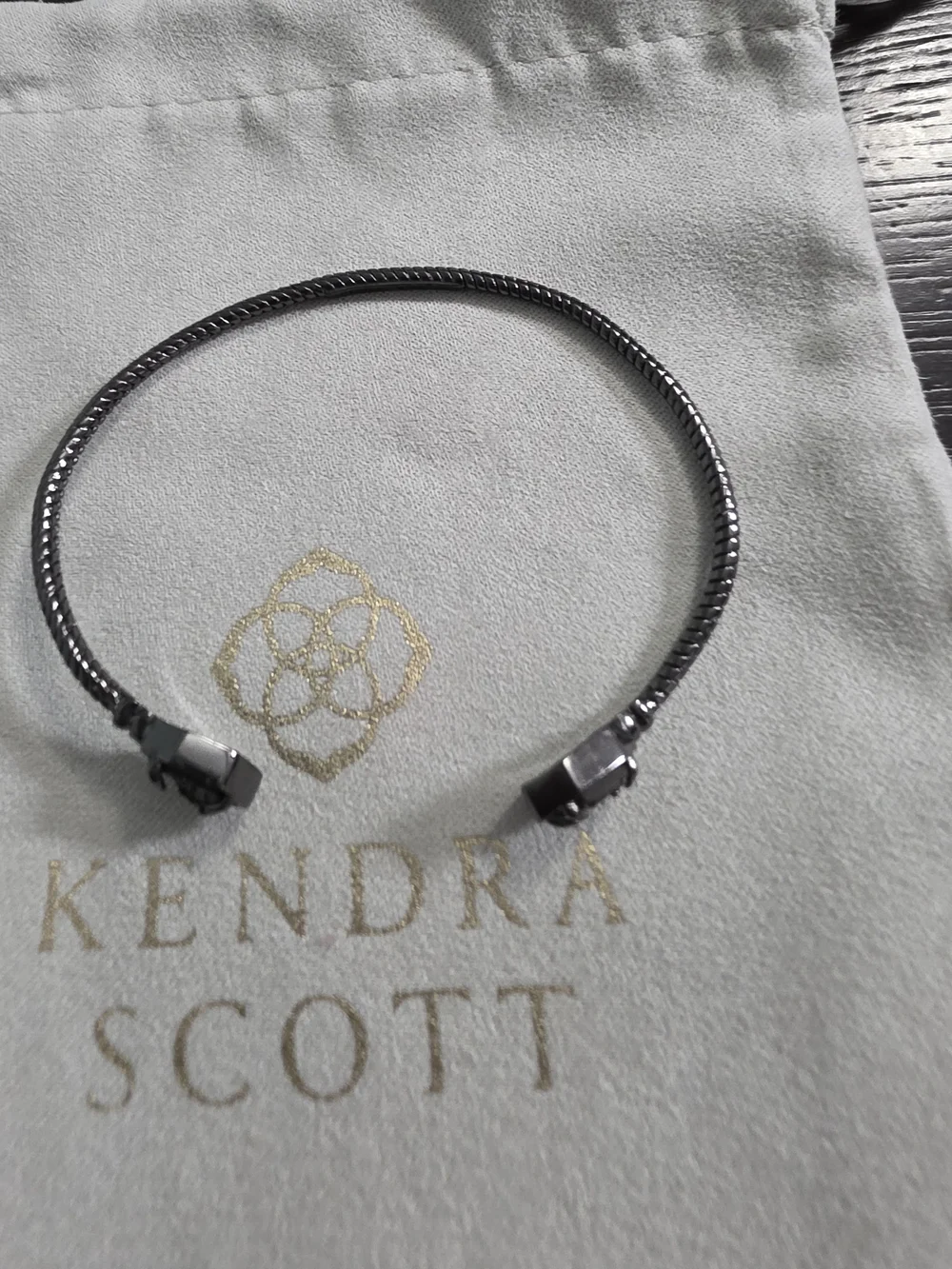 Kendra Scott Jamie Gunmetal And Black Drusy Cuff Bracelet